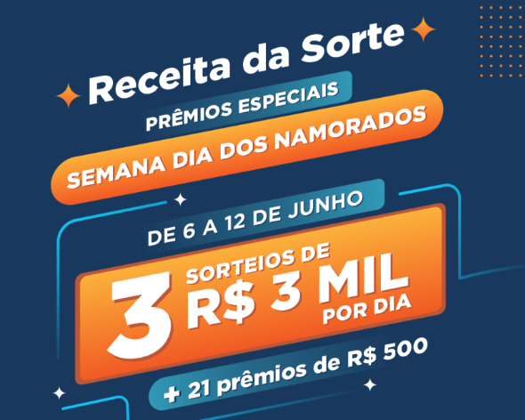 Neste mês de junho tem sorteio extra no programa Receita da Sorte